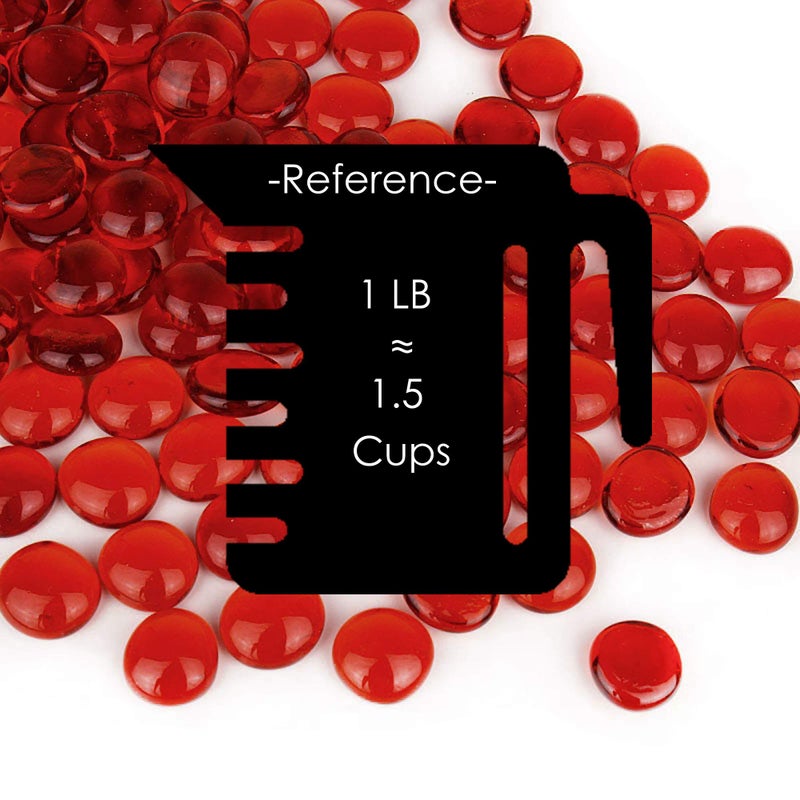 سي واي إس إكسيل Cys Excel Red Glass Gemstone Beads Fase Phase (2 رطل) حبات رخامية مسطحة خيارات ألوان متعددة صخور الحوض الصخور الزهري - Image 2