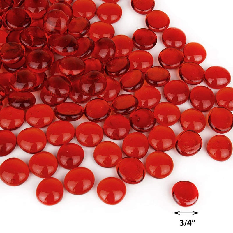 سي واي إس إكسيل Cys Excel Red Glass Gemstone Beads Fase Phase (2 رطل) حبات رخامية مسطحة خيارات ألوان متعددة صخور الحوض الصخور الزهري - Image 3