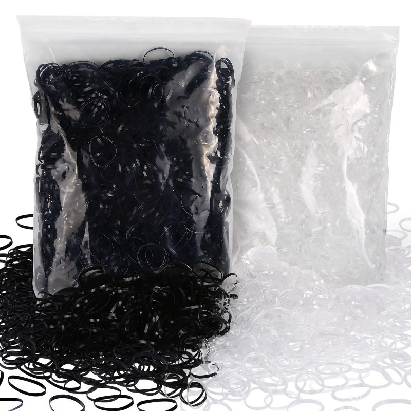 YGDZ 4000pcs Hair Rubber Bands, Clear Black Elastic Hair Ties Toddlers Girls Baby Hair Elastics Mini Small Braids Rubber Bands(Black+Clear) - Image 1