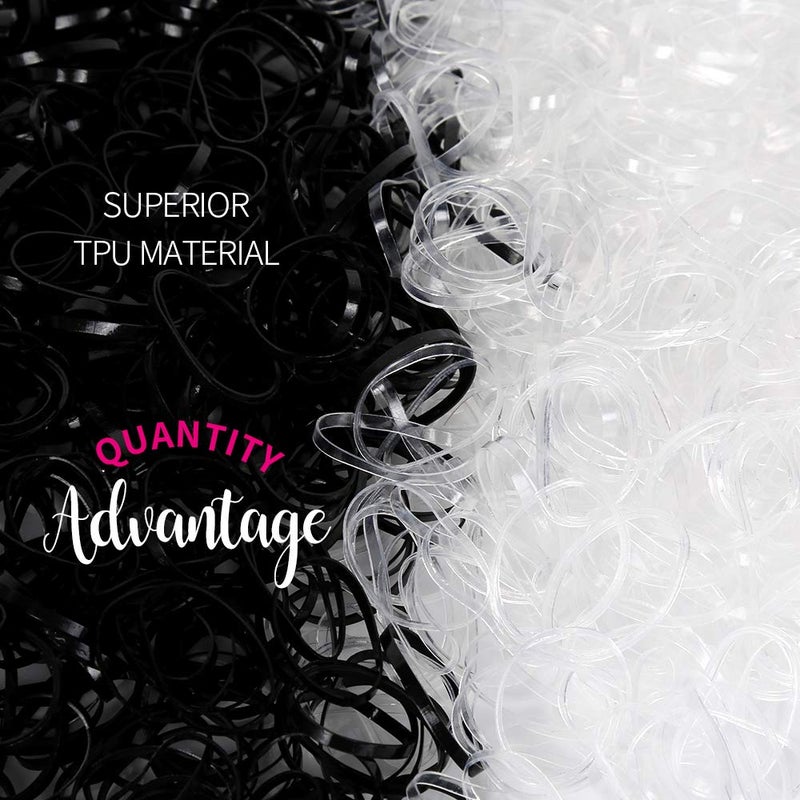 YGDZ 4000pcs Hair Rubber Bands, Clear Black Elastic Hair Ties Toddlers Girls Baby Hair Elastics Mini Small Braids Rubber Bands(Black+Clear) - Image 3