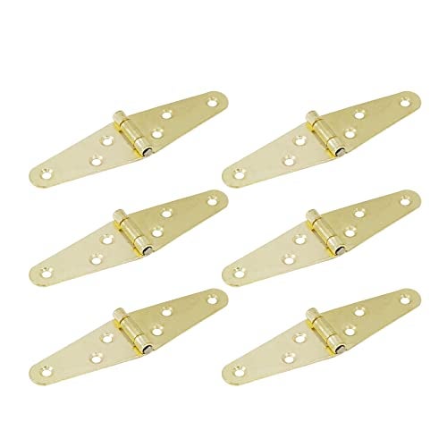 Geesatis 2 inch Strap Hinges Heavy Duty Gate Hinges Cabinet Latch Door Hinge with Mounting ScrewsIronGold ColorPack of 6 - Image 1