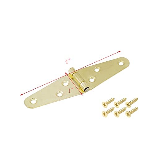Geesatis 2 inch Strap Hinges Heavy Duty Gate Hinges Cabinet Latch Door Hinge with Mounting ScrewsIronGold ColorPack of 6 - Image 3