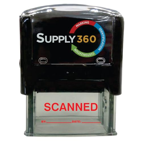 Supply360 AS-IMP1110R - Scanned Stamp with by: & Date:, Red Ink, Heavy Duty Commerical Self-Inking Rubber Stamp, 9/16" x 1-1/2" Impression - Image 3