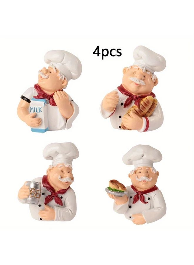 4 PCS Cartoon Chef Adhesive Hooks For Wall Organizing Power Cords Accessories - Image 1
