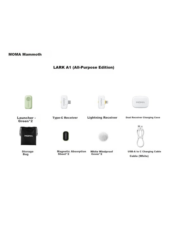 Moma Lark A1 Dopamine Wireless Lavalier Microphone Dual Microphone Mammoth Live Noise Reduction Microphone Mini Fingertip Recording Microphone All-purpose Version - Image 1