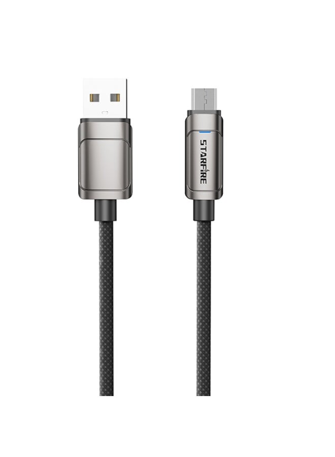 Starfire Micro USB Cable, Premium Zinc Alloy & 48-Count High-Density Braided Charging Cord, 3A/10W Fast Sync & Charge, Tangle-Free 1M (Black-Gray) - Image 1