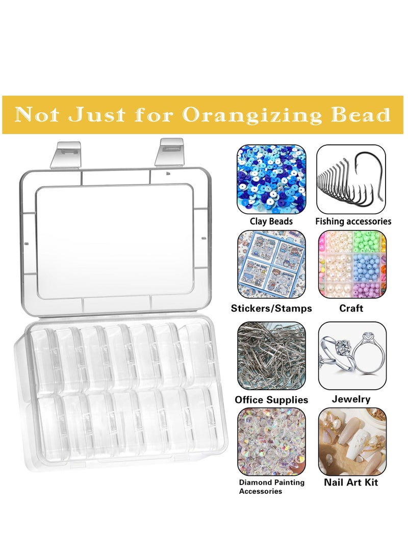 Arabest Small Bead Organiser, 15 Piece Plastic Storage Box, Mini Clear Bead Organiser with Hinged Lid and Rectangular Clear Craft Supplies Box  - Image 3