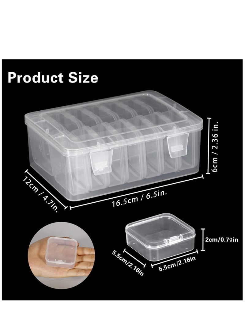 Arabest Small Bead Organiser, 15 Piece Plastic Storage Box, Mini Clear Bead Organiser with Hinged Lid and Rectangular Clear Craft Supplies Box  - Image 4