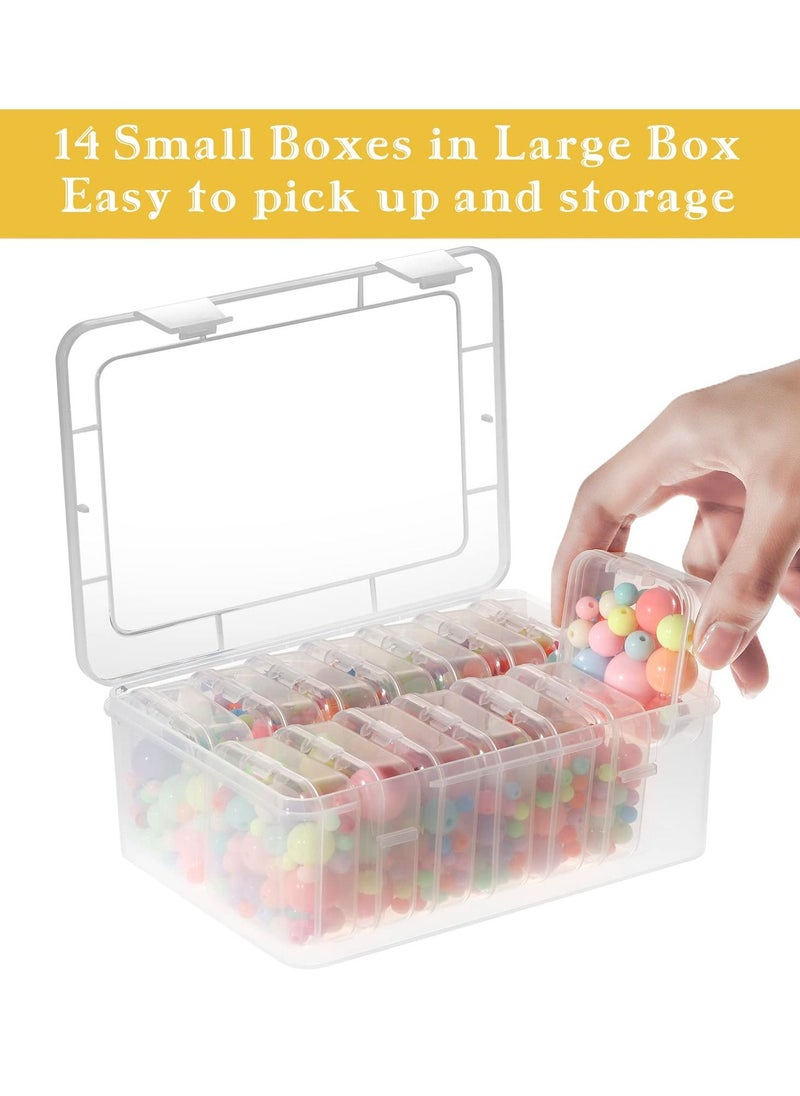 Arabest Small Bead Organiser, 15 Piece Plastic Storage Box, Mini Clear Bead Organiser with Hinged Lid and Rectangular Clear Craft Supplies Box  - Image 2