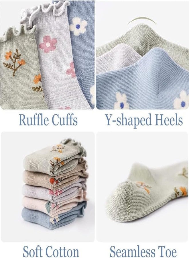 Yanwenx جوارب بنات يان وين إكس جوارب مزخرفة للبنات جوارب قطن طويلة للفتيات من 1-4 سنوات_5 أزواج - Image 3