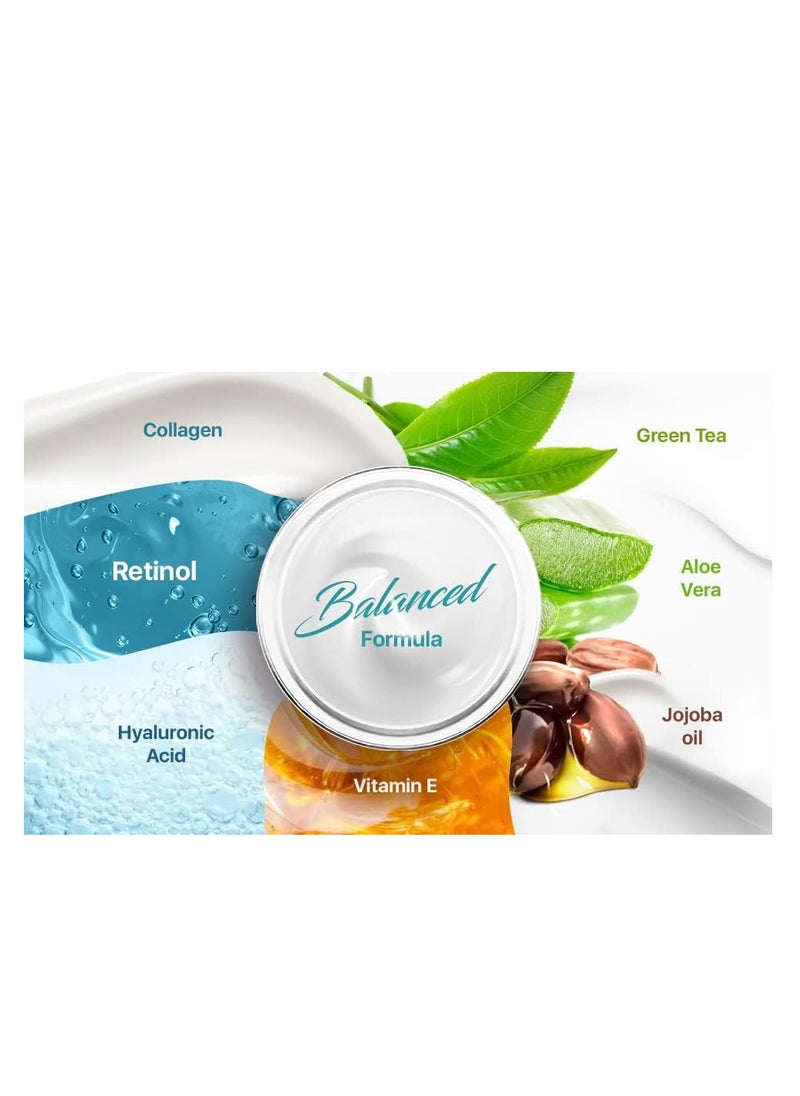 REMEDIAL PAX - كريم الريتينول للوجه، مرطب مضاد للشيخوخة للوجه للنساء والرجال، كريم نهاري وليلي للوجه مع الكولاجين وحمض الهيالورونيك وكريم مضاد للتجاعيد 1.85 أونصة سائلة - Image 1