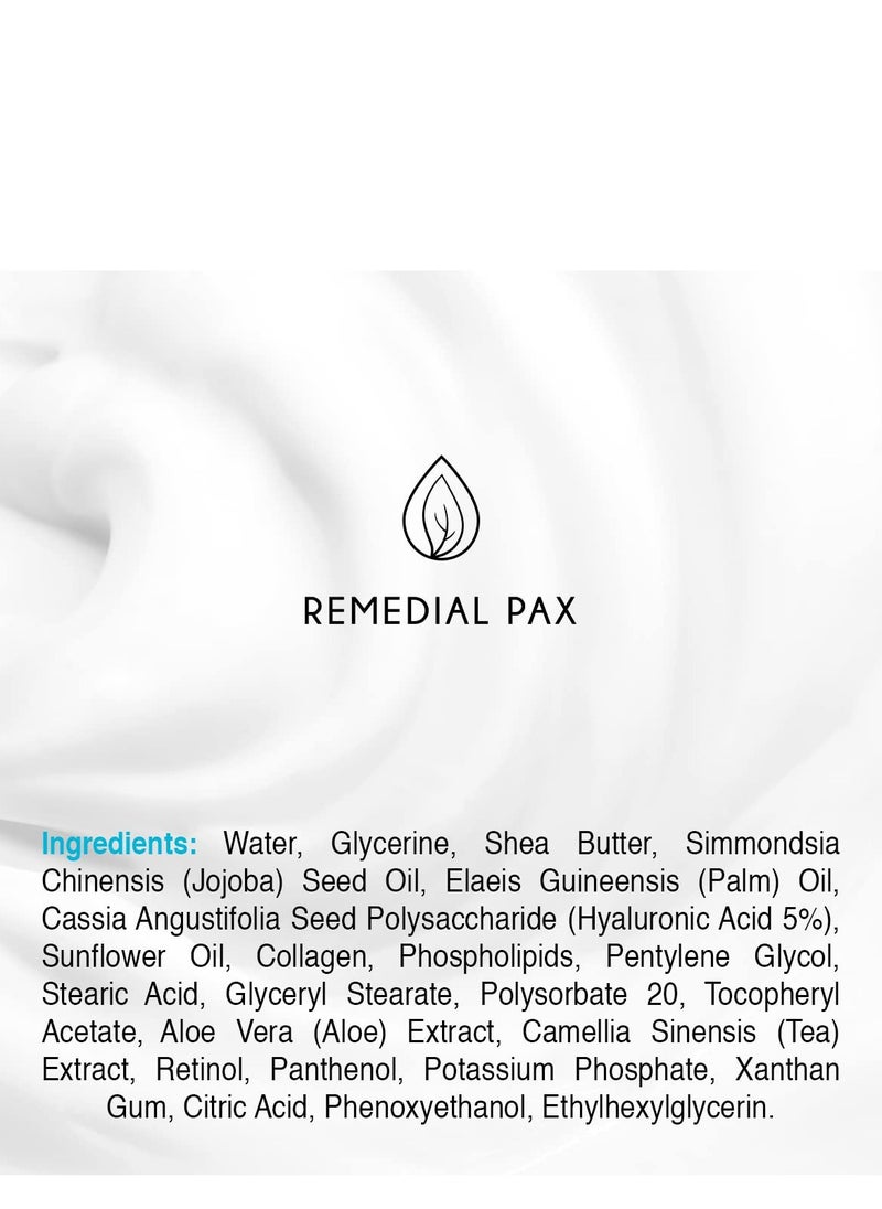 REMEDIAL PAX - كريم الريتينول للوجه، مرطب مضاد للشيخوخة للوجه للنساء والرجال، كريم نهاري وليلي للوجه مع الكولاجين وحمض الهيالورونيك وكريم مضاد للتجاعيد 1.85 أونصة سائلة - Image 1