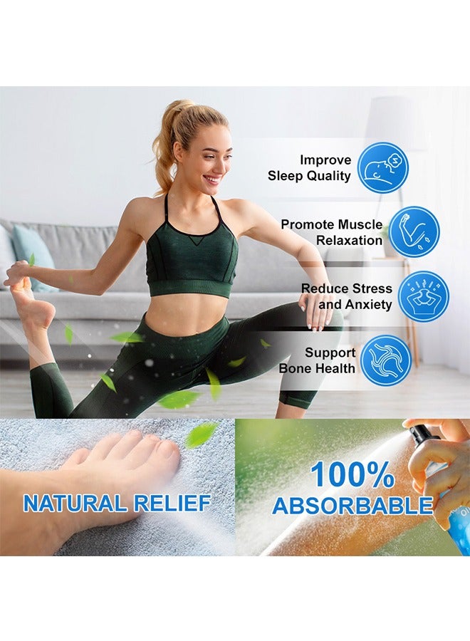 ميلاو رذاذ زيت المغنيسيوم النقي 300ML، رذاذ زيت المغنيسيوم العضوي النقي، رذاذ زيت المغنيسيوم عالي القوة تعزيز عضلة النوم تخفيف الضغط تحسين قدم النوم والرعاية المشتركة تقليل اللدغ في الجسم تخفيض زيت المغنيسيوم النقي للقدم والجسم - Image 3