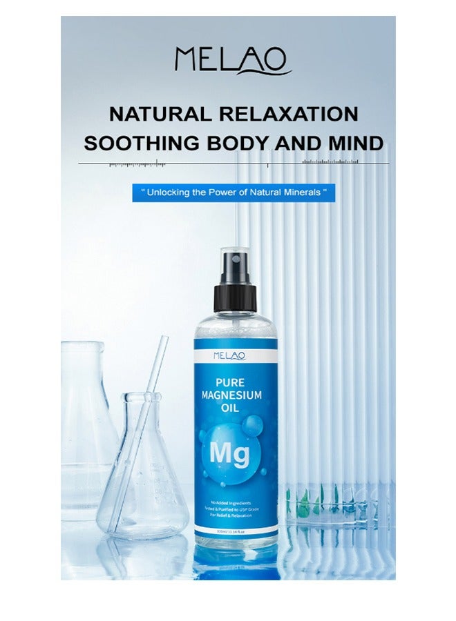 ميلاو رذاذ زيت المغنيسيوم النقي 300ML، رذاذ زيت المغنيسيوم العضوي النقي، رذاذ زيت المغنيسيوم عالي القوة تعزيز عضلة النوم تخفيف الضغط تحسين قدم النوم والرعاية المشتركة تقليل اللدغ في الجسم تخفيض زيت المغنيسيوم النقي للقدم والجسم - Image 2