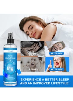 MELAO Pure Magnesium Oil Spray 300ML，Pure Organic Magnesium Oil Spray，High Strength Magnesium Spray Energy Boost Sleep Muscle Ache and Stress Relief Improve Sleep Leg and Joint Care Reduce ItchingBody Odor Reduction Topical Pure Magnesium Oil for Feet and Body  - Image 4
