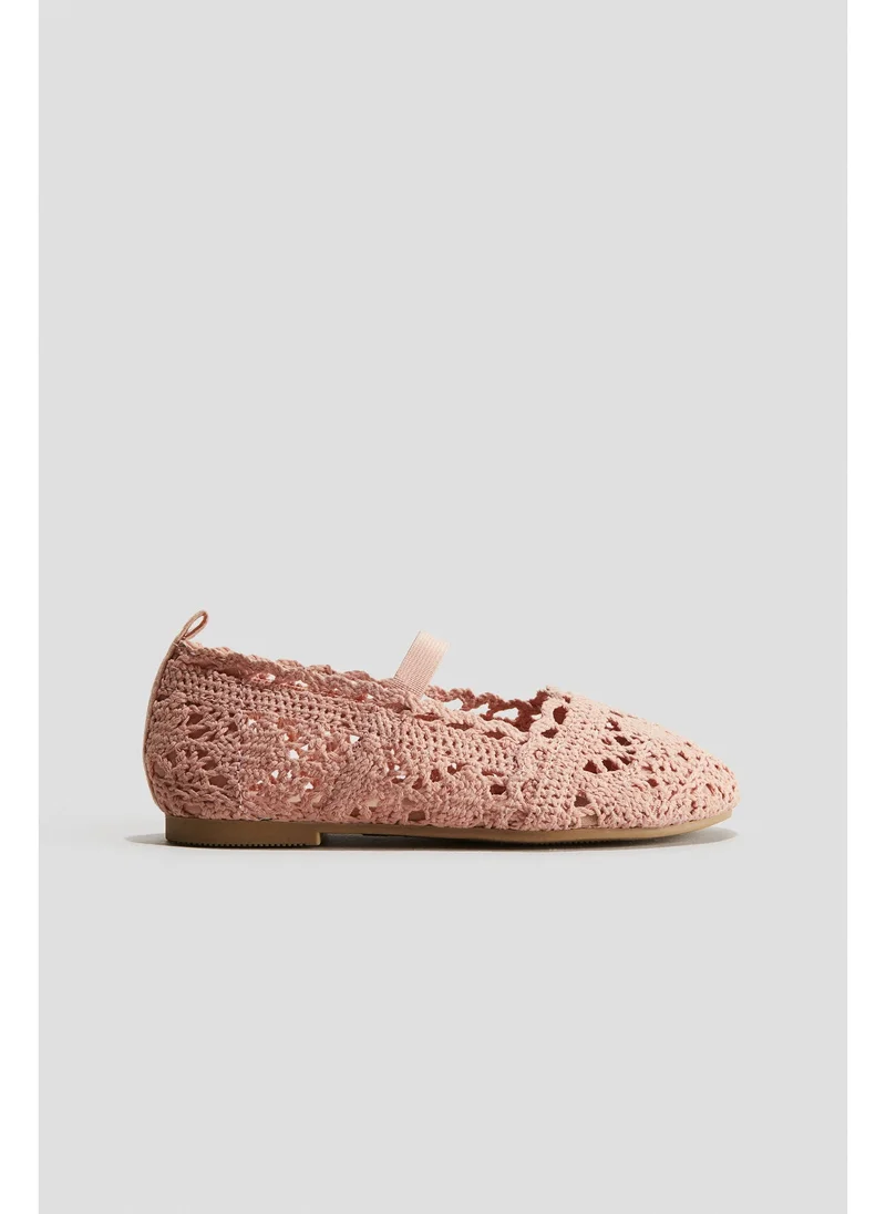 اتش اند ام Crochet-look ballet pumps
