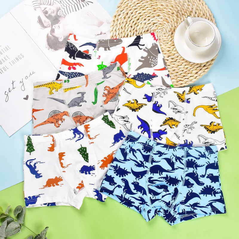 GRPSKCOS Boys Dinosaur Underwear- Pack of 5 Soft and Comfortable Boxer Shorts Briefs with Fun Colorful Dino Designs for Kids 4-6 Years Old(#1 Dinosaur,4-6 Years) - Image 2