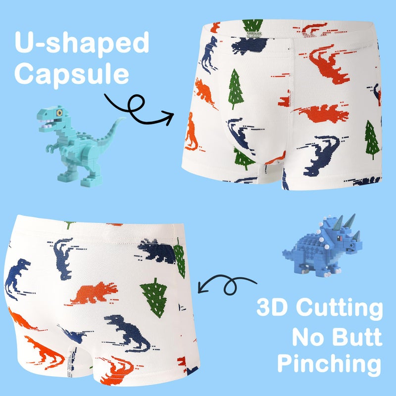 GRPSKCOS Boys Dinosaur Underwear- Pack of 5 Soft and Comfortable Boxer Shorts Briefs with Fun Colorful Dino Designs for Kids 4-6 Years Old(#1 Dinosaur,4-6 Years) - Image 3