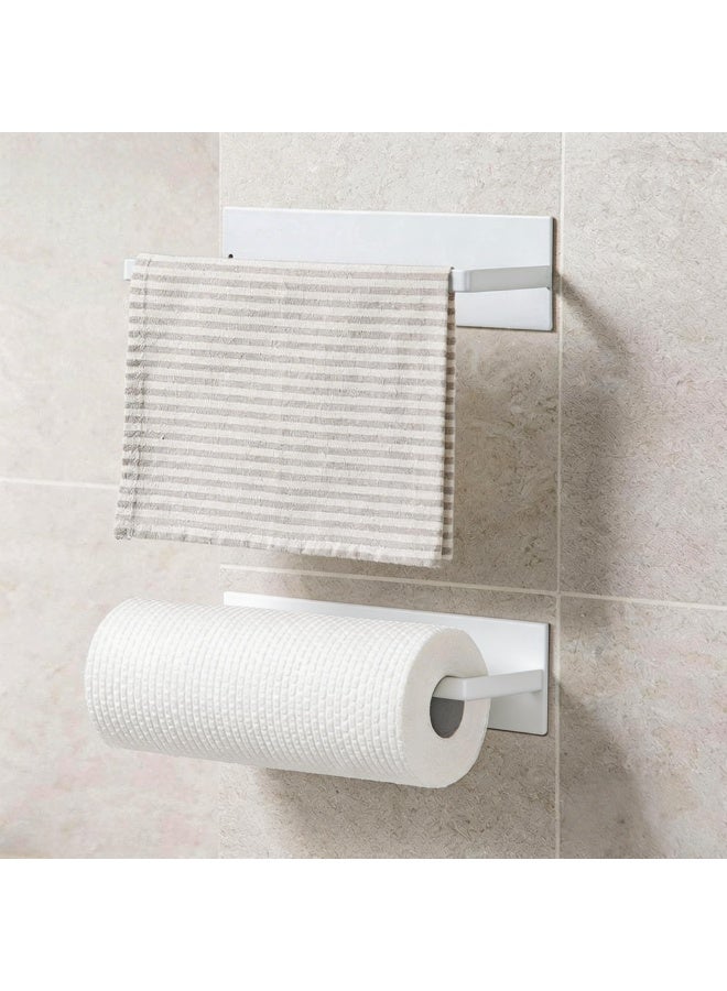 2pcs Paper Towel Holder - Self-Adhesive, Upgraded Carbon Steel Kitchen Roll Dispenser Under Cabinet - Image 3