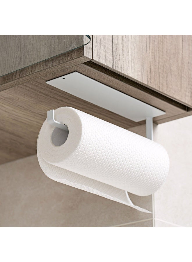 2pcs Paper Towel Holder - Self-Adhesive, Upgraded Carbon Steel Kitchen Roll Dispenser Under Cabinet - Image 4