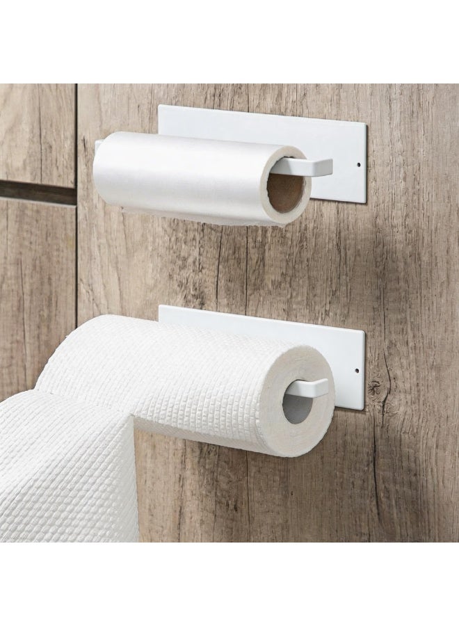 2pcs Paper Towel Holder - Self-Adhesive, Upgraded Carbon Steel Kitchen Roll Dispenser Under Cabinet - Image 1