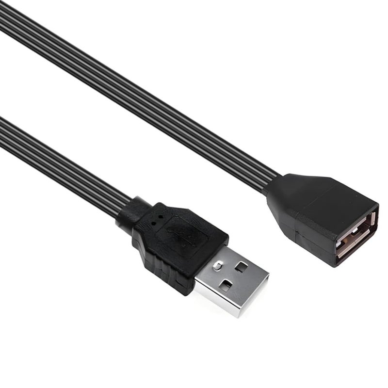 90 Degree/Straight Head USB 2.0 Extension Cable Wire Male to Female Flat Cable 26AWG for Laptops Keyboards Printers - Image 1
