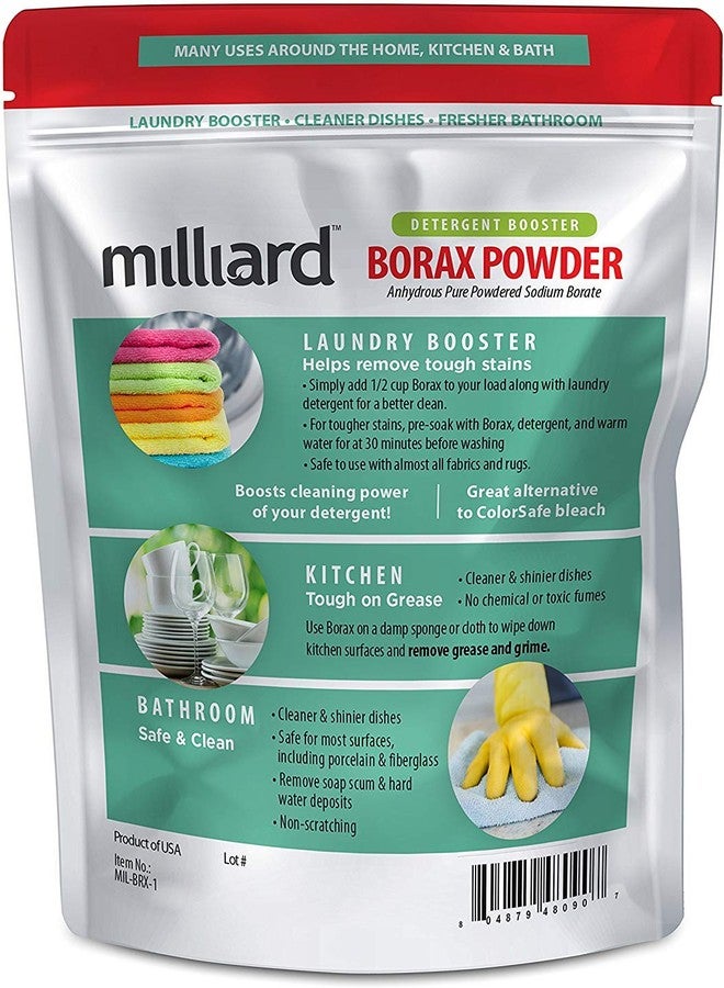 Milliard Borax Powder Laundry Booster, Pure Natural Multipurpose Cleaner and Detergent, 1 lb - Unscented - Image 2