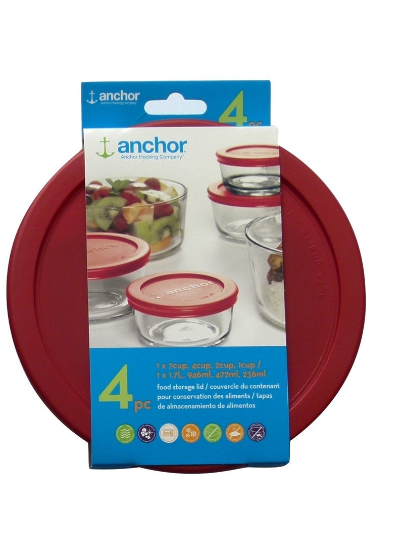 Anchor Hocking Anchor Hocking Replacement Lids 1x7cup1x4cup1x2cup1x1cup red Round lid 