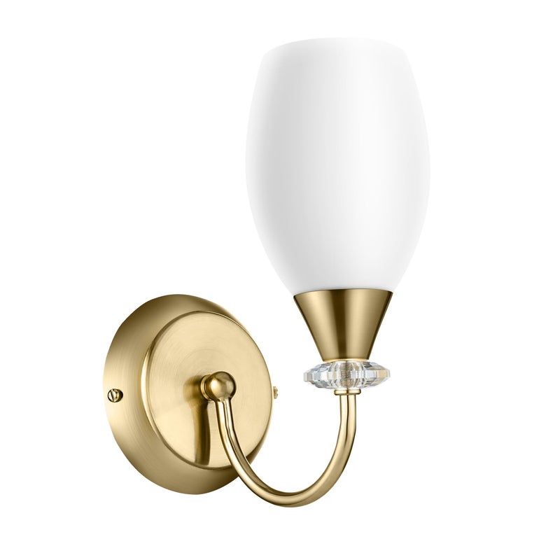 wipro BeuHome Single Wall Light BW06 | Premium Indoor Decorative Light with White Frosted Glass | Contemporary Sleek Design | Surface Mounted Classic Wall Light | E27 (1H, Brush Bronze) - Image 1