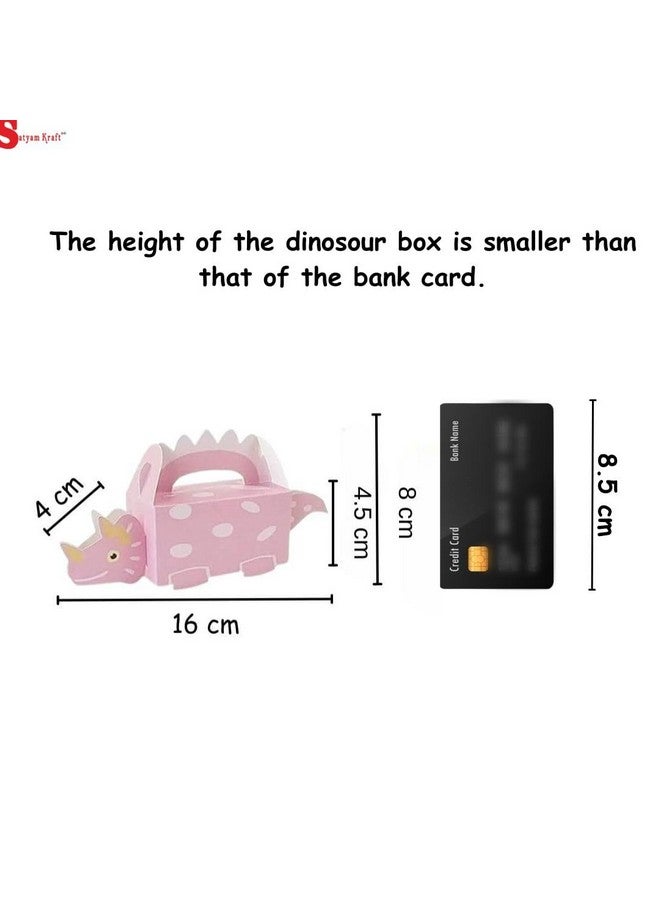 Satyam Kraft SATYAM KRAFT 20 Pcs Dinosaur Theme Folding Gift Boxes - Paper Storage Box for Chocolate, Dry Fruits, Return Gifts, Birthday, Wedding, Engagement Party Favors (Pack of 20, Pink) - Image 2