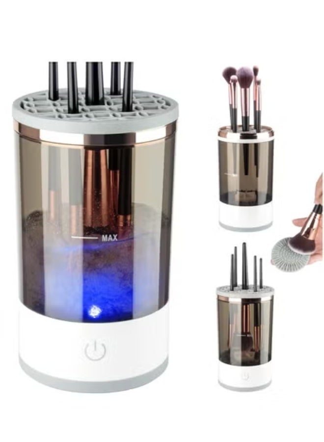Furtey 3-in-1 Electric Makeup Brush Cleaner & Dryer – USB Rechargeable, Auto-Spinning with LED Light for All Brush Sizes - Image 1