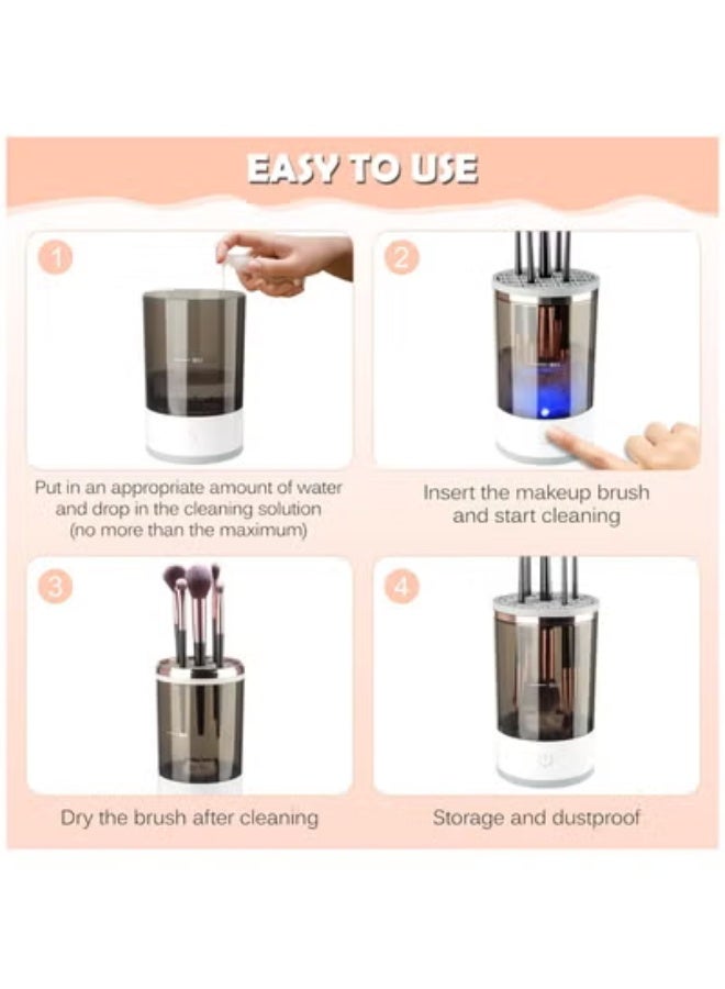 Furtey 3-in-1 Electric Makeup Brush Cleaner & Dryer – USB Rechargeable, Auto-Spinning with LED Light for All Brush Sizes - Image 4