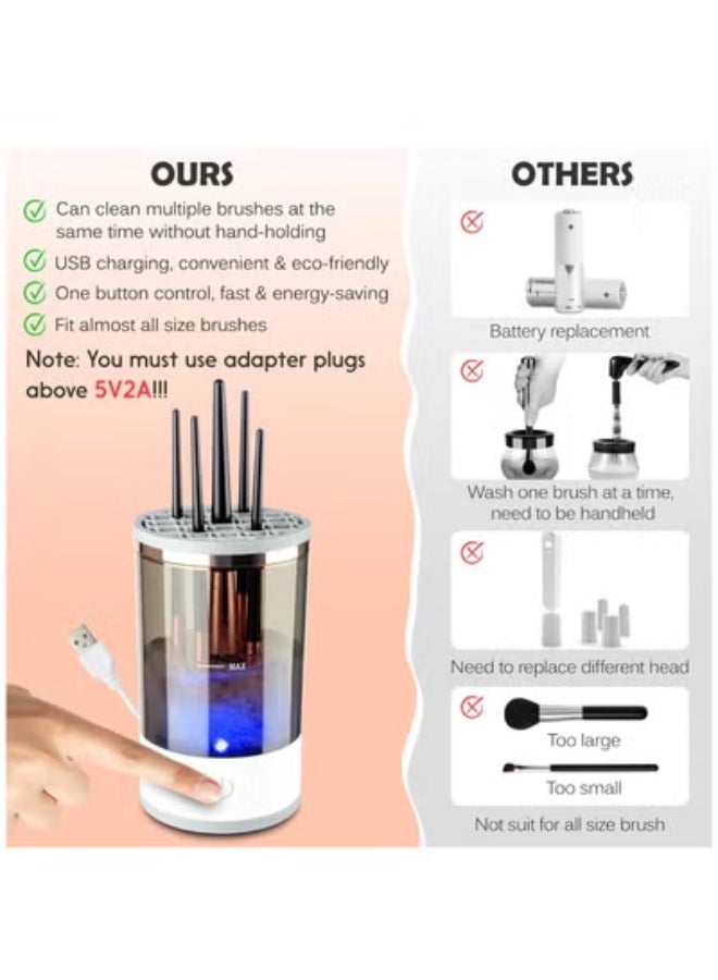 Furtey 3-in-1 Electric Makeup Brush Cleaner & Dryer – USB Rechargeable, Auto-Spinning with LED Light for All Brush Sizes - Image 5