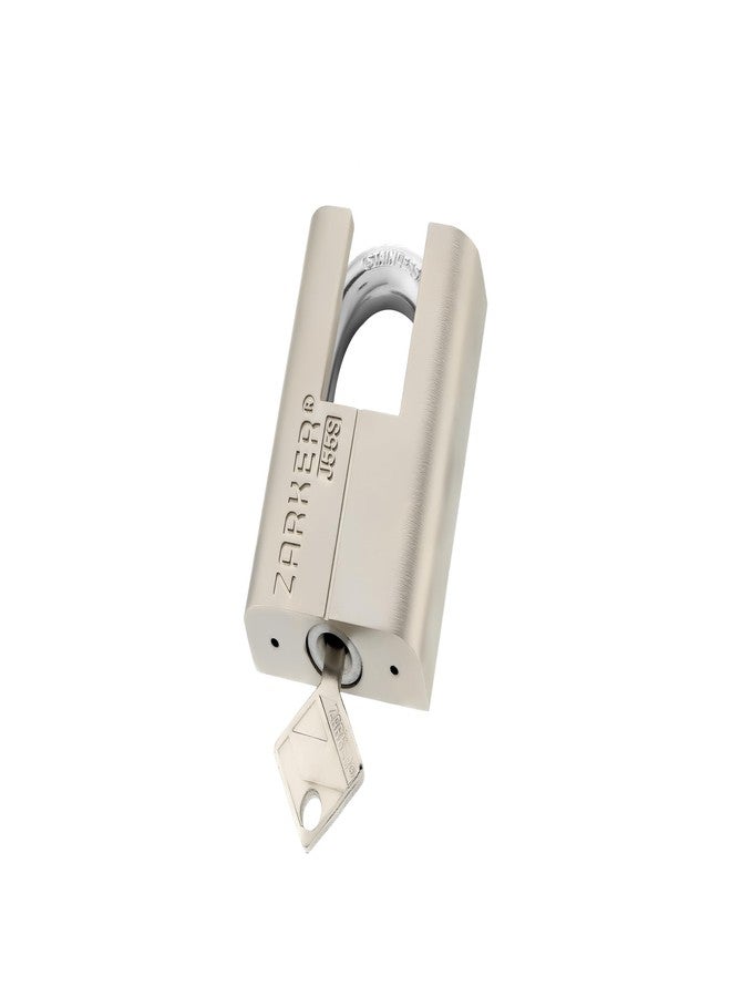 Zarker J55S keyed Alike Padlocks, Heavy Duty Stainless Steel Shackle Lock, Waterproof and Rustproof Storage, Warehouses, Garage, Outdoors, 2-Pack - Image 3