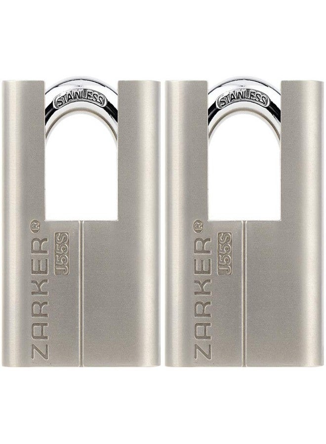 Zarker J55S keyed Alike Padlocks, Heavy Duty Stainless Steel Shackle Lock, Waterproof and Rustproof Storage, Warehouses, Garage, Outdoors, 2-Pack - Image 4