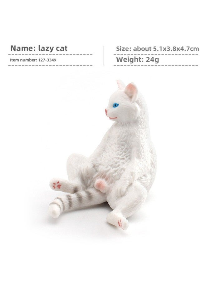 Children's Mini Simulation Pet Cat Model Orange Cat Fat Cat British Short-haired Cat Pastoral Cat Decorative Ornaments-Color:Pl127-3349 Lazy Cat 24g  - Image 1