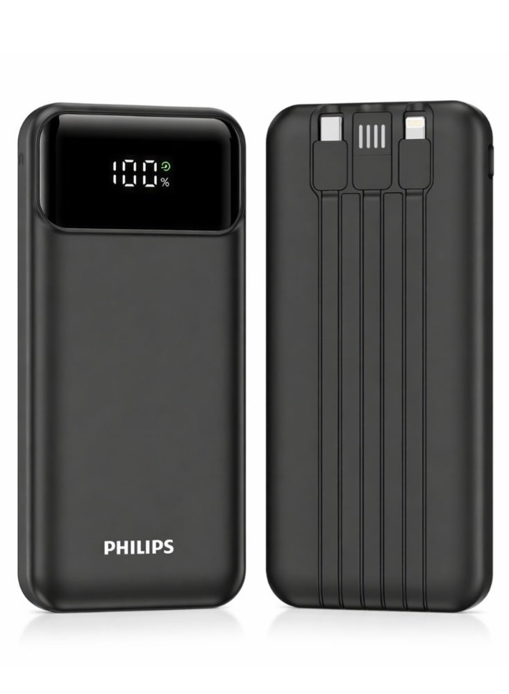 Philips 10000mAh Fast Charging Power Bank (DLP1922CB/00) – USB-A & USB-C Output, Dual Port, LED Indicator – Black - Image 1
