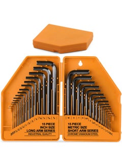 Hi-Spec Hi-Spec 30pc Imperial & Metric Hex Allen Key Wrench Folding Set with Small & Large Sizes. Includes Mini 0.035” Up to Long 10mm  - Image 1