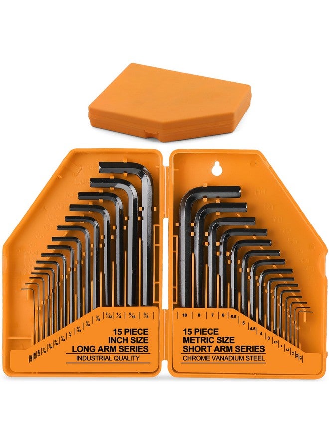 Hi-Spec Hi-Spec 30pc Imperial & Metric Hex Allen Key Wrench Folding Set with Small & Large Sizes. Includes Mini 0.035” Up to Long 10mm - Image 1