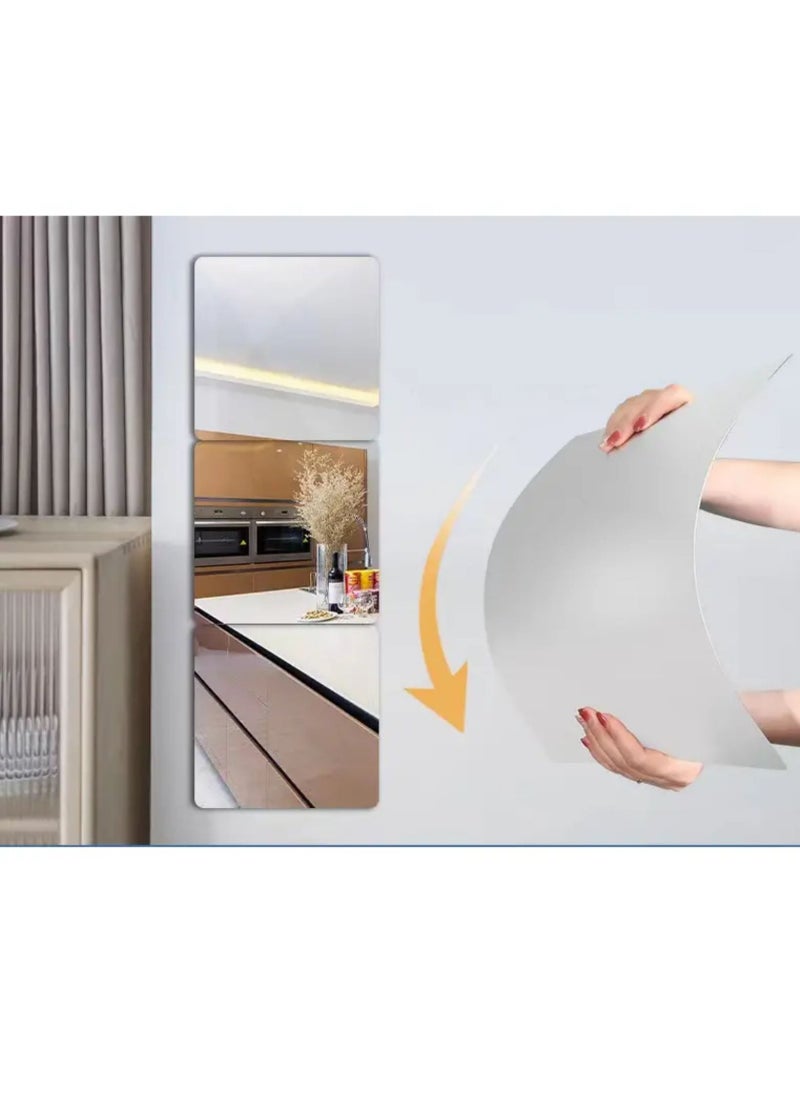 Arabest - 4pcs Wall Self-adhesive Full-body Mirror Dressing Mirror Bedroom Wall Wardrobe Door Mirror Sticker Home Essential 30X30 - Image 1