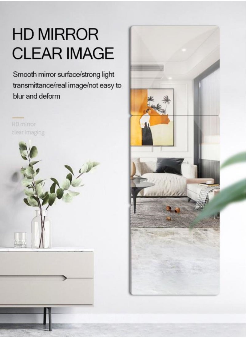 Arabest - 4pcs Wall Self-adhesive Full-body Mirror Dressing Mirror Bedroom Wall Wardrobe Door Mirror Sticker Home Essential 30X30 - Image 1