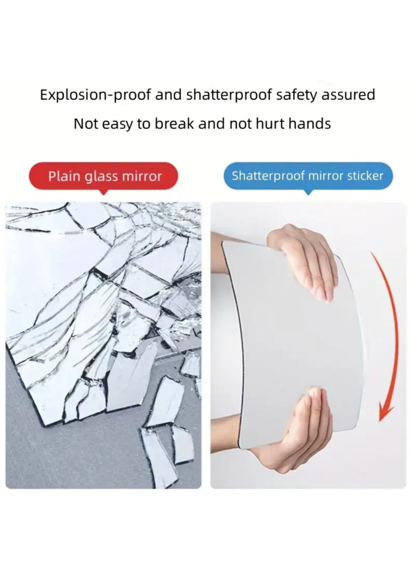 Arabest - 4pcs Wall Self-adhesive Full-body Mirror Dressing Mirror Bedroom Wall Wardrobe Door Mirror Sticker Home Essential 30X30 - Image 1