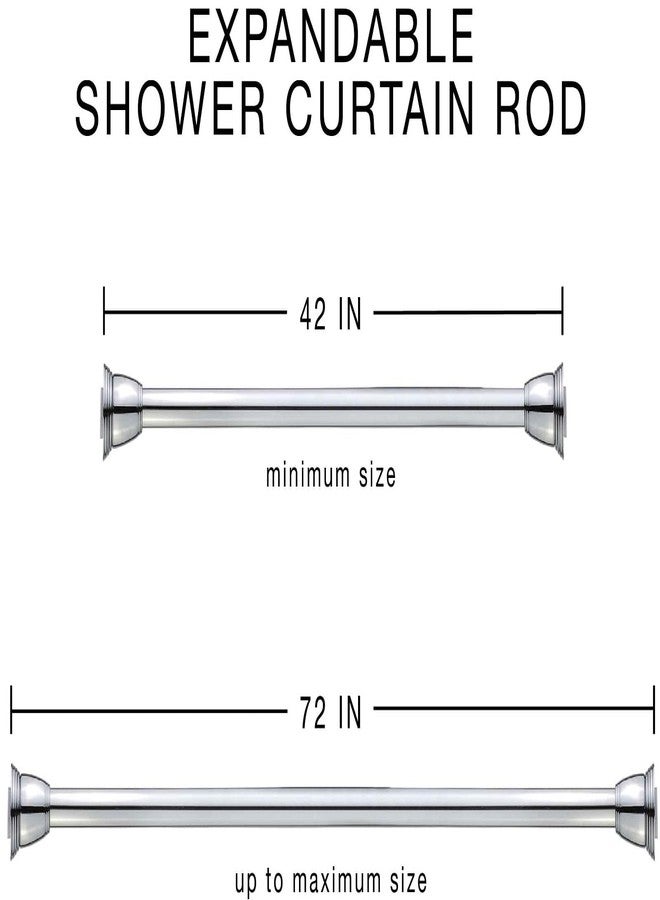 Splash Home Eire Shower Curtain Rod, 42 to 72 Inches Steel Adjustable Tension Curtain Rod - Non-Slip, No Drilling Shower Rods for Bathroom, Chrome - Image 3