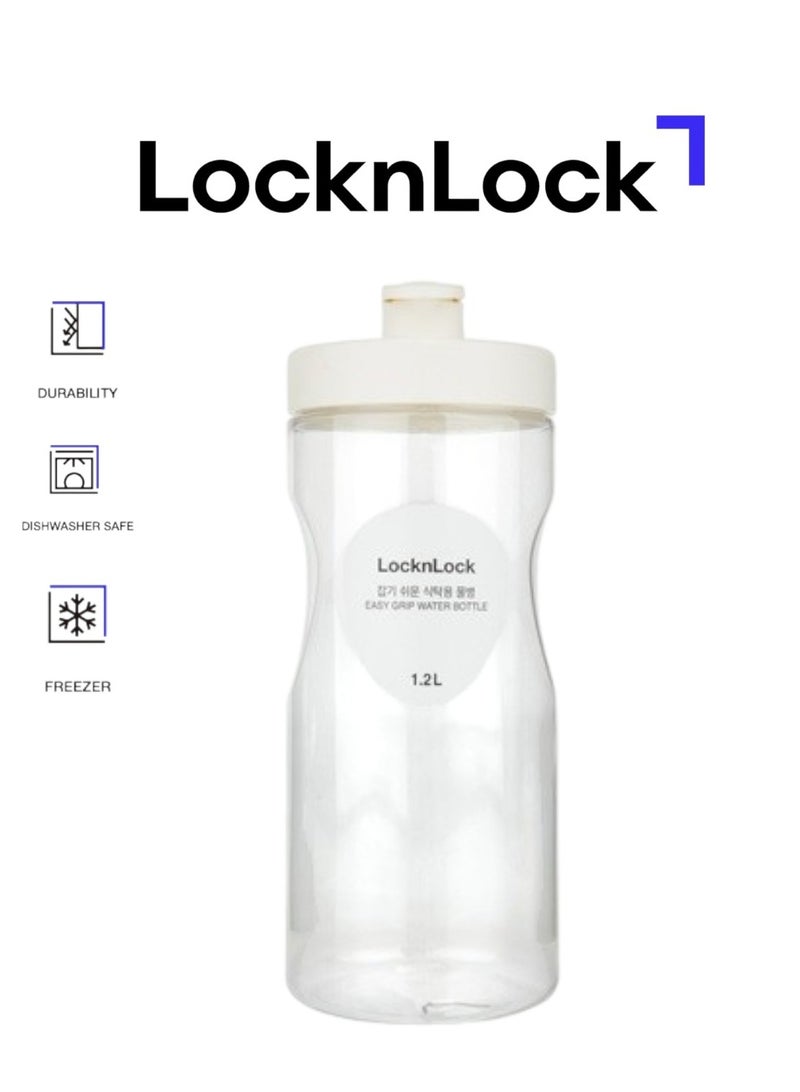 لوك آند لوك زجاجة مياه لوك لوك سهلة الإمساك بسعة 1.2 لتر - بيضاء وشفافة مع غطاء قابل للفصل للاستخدام في الثلاجة وعلى سطح الطاولة - Image 1