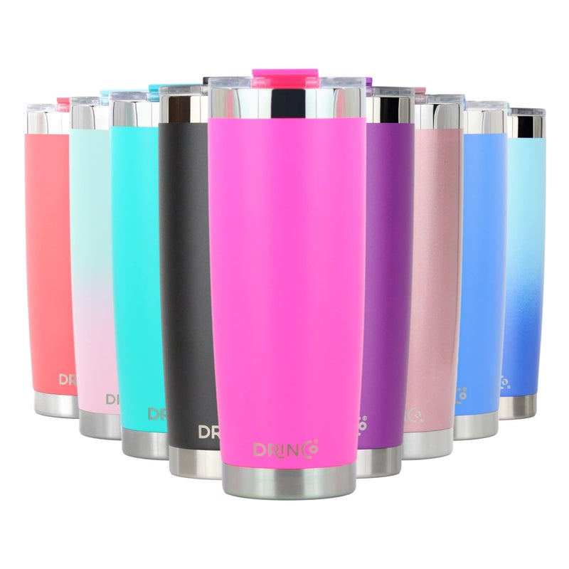 Drinco - 20 oz Stainless Steel Tumbler  Double Walled Vacuum Insulated Mug With Lid  2 Straws  For Hot & cold Drinks (20oz  20oz Island Pink)