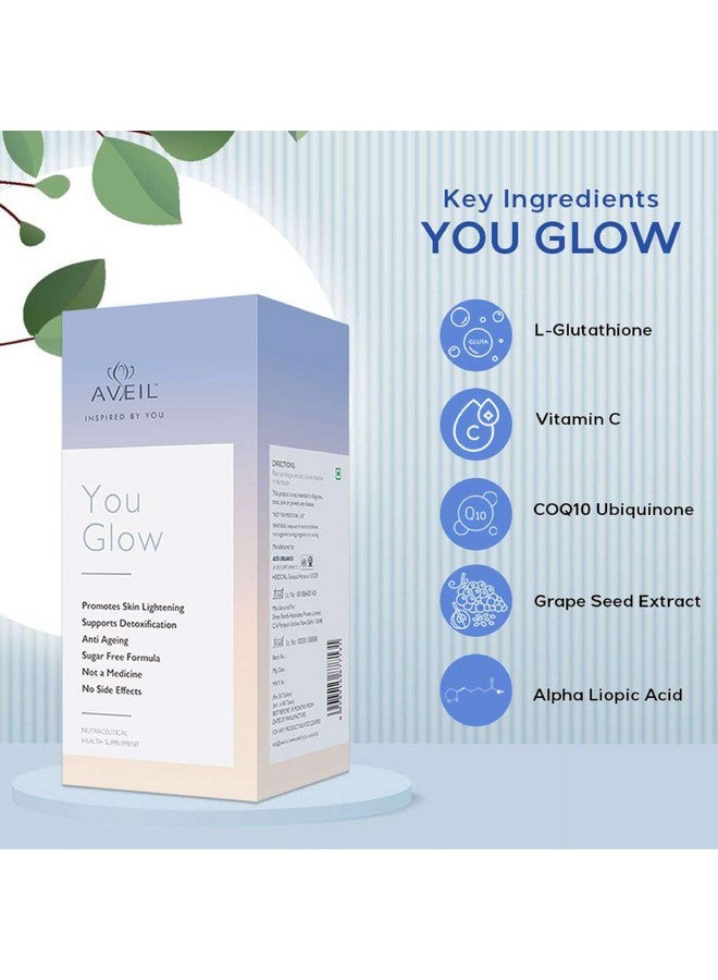 AVEIL YouGlow Glutathione and Vitamin C Skin Rejuvenating Tablet - 30 Tablets | L-Glutathione 500mg Tablets with CoQ10, Alpha Lipoic Acid, & Grape Seed Extract for Healthy & Radiant Skin | Sugar Free - Image 3