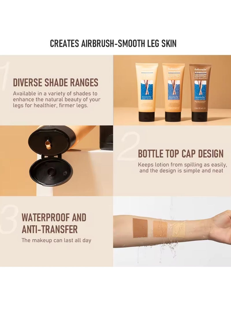 lakerain - 118ml Airbrush Leg Effect Leg Makeup Moisturize Light Leg Makeup Waterproof No Transfer Long Lasting Leg Skin Makeup Cover Cover Leg Scar Varicose Veins and Tattoo Cover Up Makeup Cream Bronze 03 - Image 1