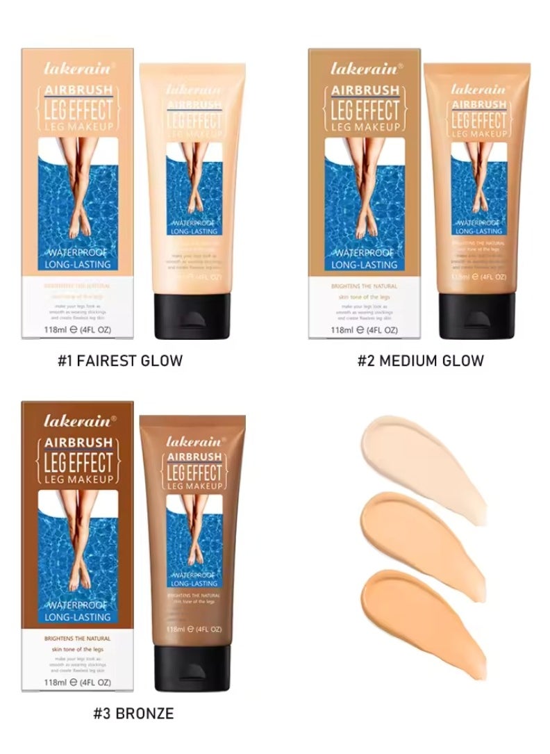 lakerain - 118ml Airbrush Leg Effect Leg Makeup Moisturize Light Leg Makeup Waterproof No Transfer Long Lasting Leg Skin Makeup Cover Cover Leg Scar Varicose Veins and Tattoo Cover Up Makeup Cream Bronze 03 - Image 1