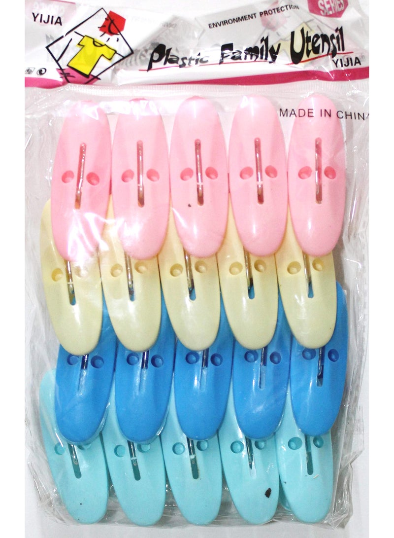 Plastic Wash Clips Set - 20 Pieces, Multi colour - Image 1