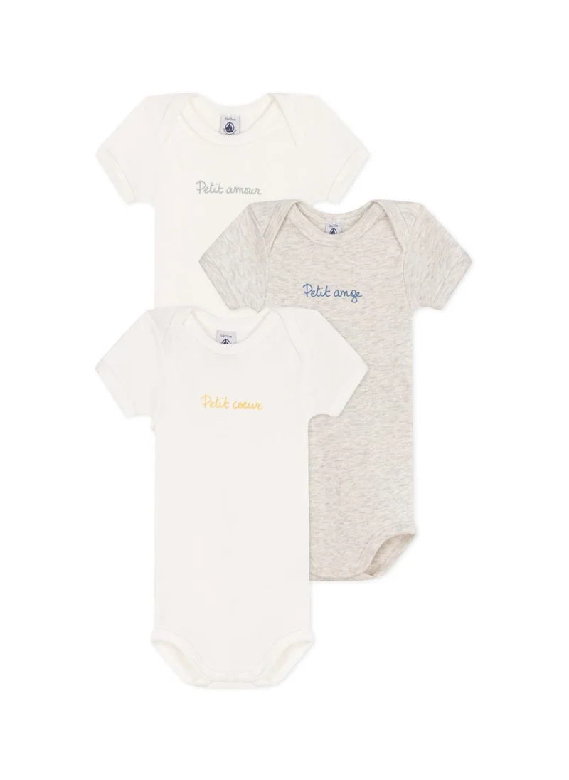 بيتي باتو Set of 3 baby cotton short-sleeved bodysuits